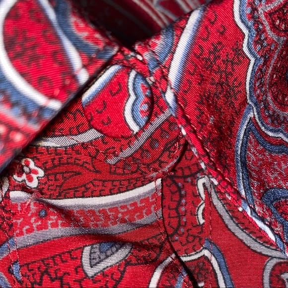 Alfred Dunner Vintage Paisley Smocked Waist Button Down Blouse w/ Shoulder Pads - Picture 10 of 11